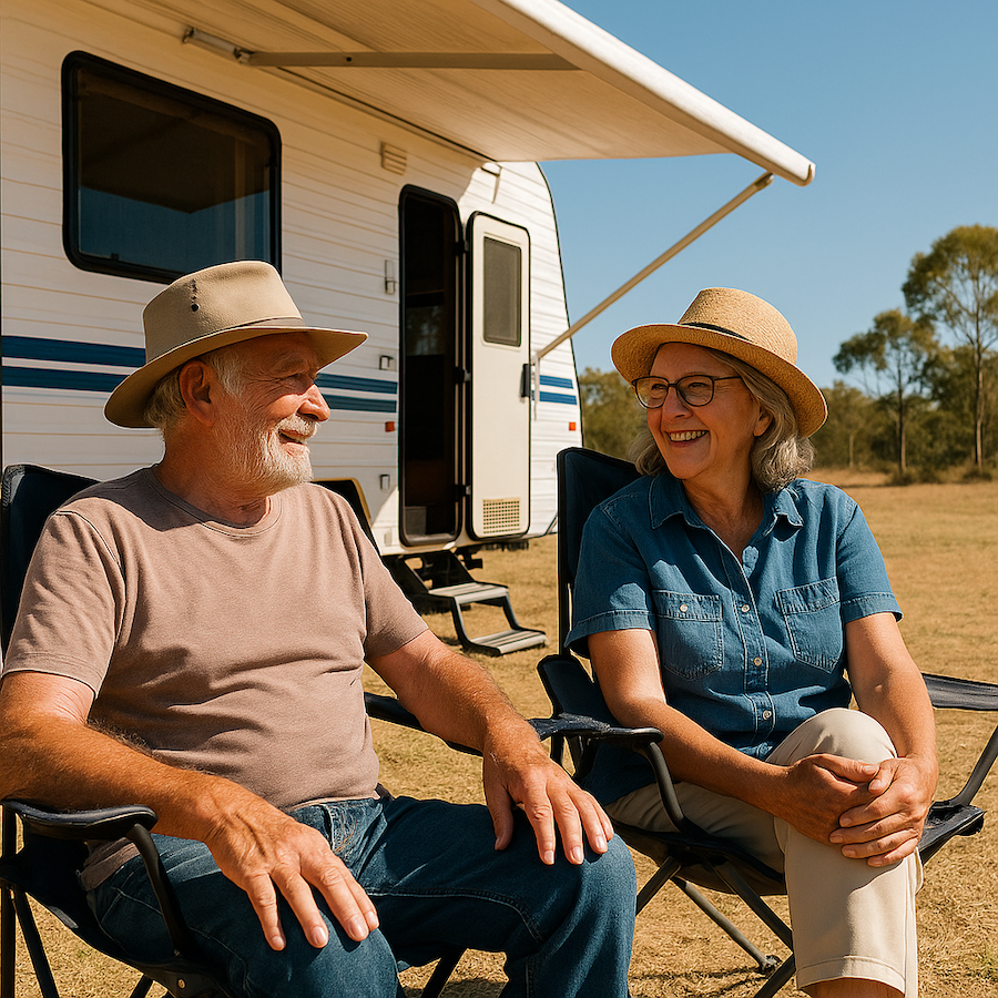 Couple enjoying the Grey Nomad life in AUS